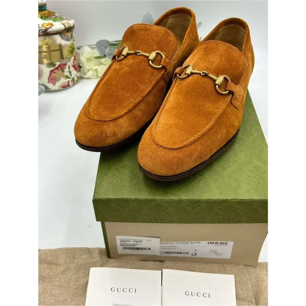 Men's Gucci suede JORDAAN horse bit loafer size 9 fits 9.5 US made in Italy